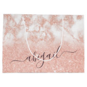 エレガント勾配銅バラ金ゴールドグリッター大理石 ラージペーパーバッグ (裏面)