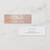 エレガント化粧品フェイクゴールドフォイル葉ピーチ スキニー名刺 (正面/裏面)