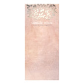 エレガント化粧品フェイクゴールドフォイル葉ピーチ ラックカード (正面)