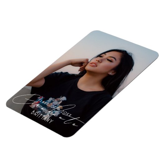 エレガント卒業のスクリプト写真を保存 マグネット (左側)