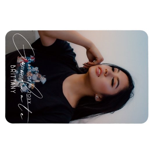 エレガント卒業のスクリプト写真を保存 マグネット (横)