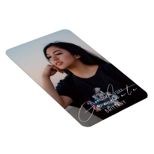 エレガント卒業のスクリプト写真を保存 マグネット (右側)