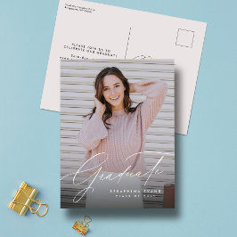 エレガント卒業シンプル1枚写真卒業 ポストカード