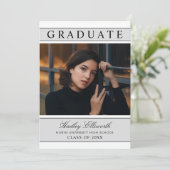 エレガント卒業プラチナグレー写真卒業 招待状 (スタンド正面)