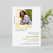 エレガント卒業モダンパーティーの写真金ゴールド 箔招待状 (立ち正面)