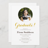 エレガント卒業モダンパーティーの写真 招待状 (正面/裏面)