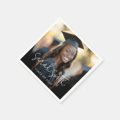 エレガント卒業写真の大学院名 スタンダードカクテルナプキン (角)