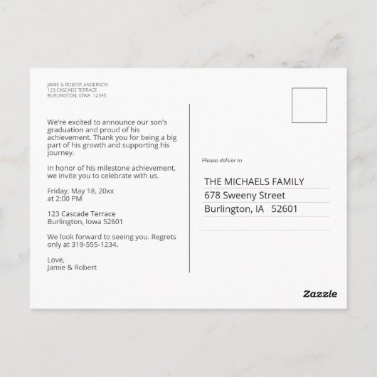 エレガント卒業写真の発表 ポストカード (裏面)