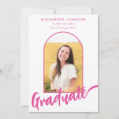 エレガント卒業写真アーチピンク 案内状 (正面)