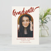 エレガント卒業写真アーチ焼けオレンジの台本 案内状 (スタンド正面)