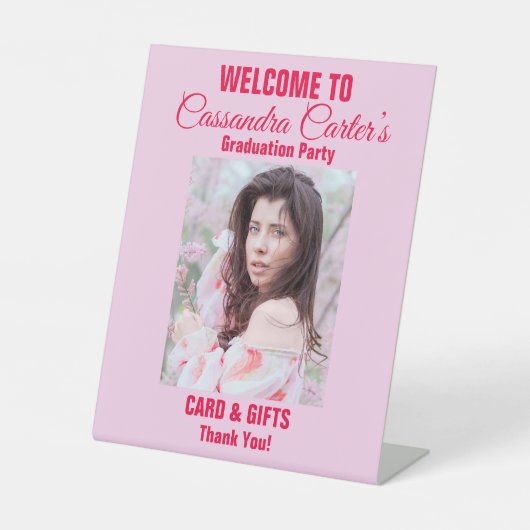 エレガント卒業写真ウェルカムカードとギフトサイン 台座サイン (正面)