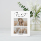 エレガント卒業写真コラージュ インビテーションポストカード (スタンド正面)