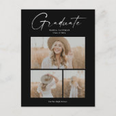エレガント卒業写真コラージュ インビテーションポストカード (正面)
