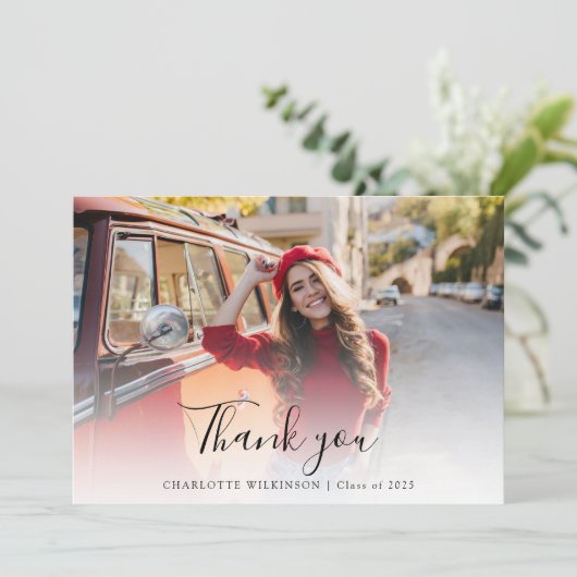 エレガント卒業写真スクリプト卒業2025 サンキューカード (スタンド正面)