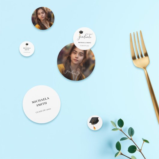 エレガント卒業写真ブラック卒業キャップ コンフェッティ