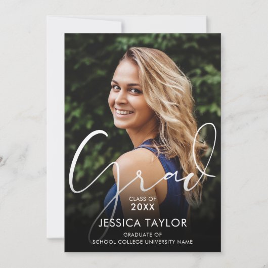 エレガント卒業写真卒業パーティー 招待状 (正面)
