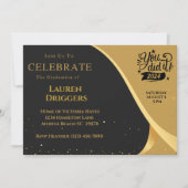 エレガント卒業写真年グリッター 招待状 (正面)