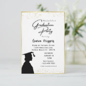 エレガント卒業写真年グリッター 招待状 (スタンド正面)