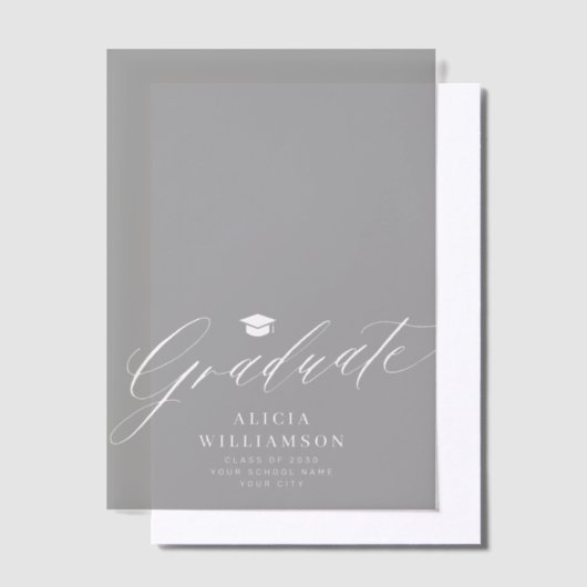 エレガント卒業式の暗黒放送 ベラム紙招待状 (オフセット)