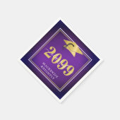 エレガント卒業式キャップクラス年名パープル金ゴールド スタンダードカクテルナプキン (角)