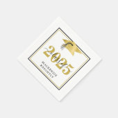 エレガント卒業式キャップクラス年名黒金ゴールド スタンダードカクテルナプキン (角)