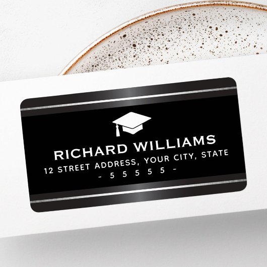 エレガント卒業式サテンフェイクグ銀縁ど銀 ラベル