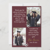 エレガント卒業式ホワイトキャ感謝していップスクリプト写真 サンキューカード (裏面)