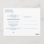 エレガント卒業生の青い写真の卒業式 ポストカード (裏面)