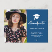 エレガント卒業生の青い写真の卒業式 ポストカード (正面)