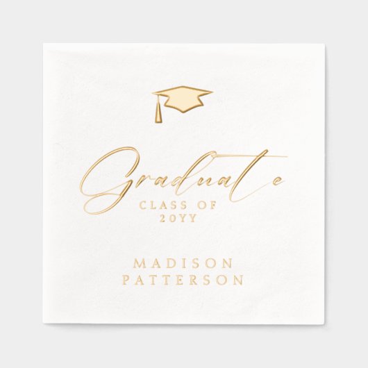 エレガント卒業生パーソナライズされた成 箔ナプキン (正面)