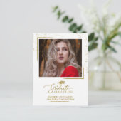 エレガント卒業発表フェスティバル金ゴールドグリッター ポストカード (スタンド正面)