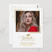 エレガント卒業発表フェスティバル金ゴールドグリッター ポストカード (正面/裏面)