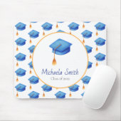 エレガント卒業記念ブルー マウスパッド (マウス)