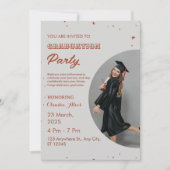 エレガント卒業赤と白党招待状 招待状 (正面)