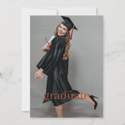 エレガント卒業赤と白党招待状 招待状 (裏面)