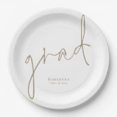 エレガント卒業金ゴールドスクリプト名卒業 ペーパープレート (正面)