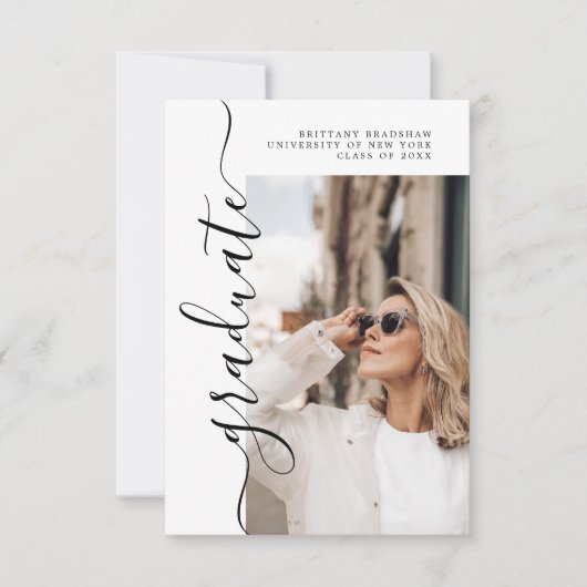 エレガント卒業2写真卒業発表 ノートカード (正面)