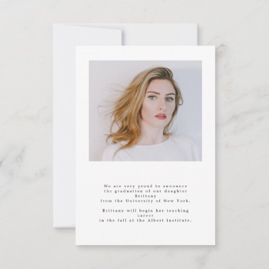 エレガント卒業2写真卒業発表 ノートカード (裏面)