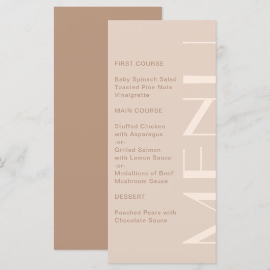 エレガント単色ビッ結婚ク型 メニュー (正面/裏面)