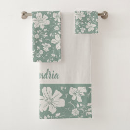エレガント単色フローラ模様 バスタオルセット