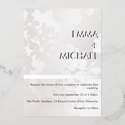 エレガント単色モダン銀箔招待状 箔招待状 (正面)