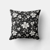 エレガント単色花柄白黒 クッション (裏面)