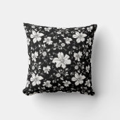 エレガント単色花柄白黒 クッション (正面)