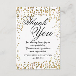 エレガント及びシンプル金ゴールドフェイク紙吹雪 サンキューカード