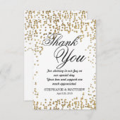 エレガント及びシンプル金ゴールドフェイク紙吹雪 サンキューカード (正面/裏面)