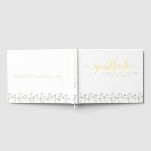 エレガント及びモダンパーソナライズされたフローラ ゲストブック (全面)