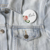 エレガント及びモダンピンクのバラの花嫁を開花します 缶バッジ (インサイチュ)