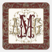 エレガント古金ゴールドバロックモノグラムのシール スクエアシール (正面)
