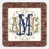 エレガント古金ゴールドバロックモノグラムのシール スクエアシール (正面)
