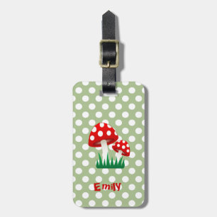 エレガント可愛いおもしろいガーリーキノコ水玉模様 ラゲッジタグ